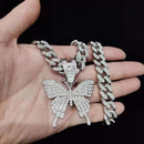 Corrente Prata Cuban Ice Cravejada Butterfly