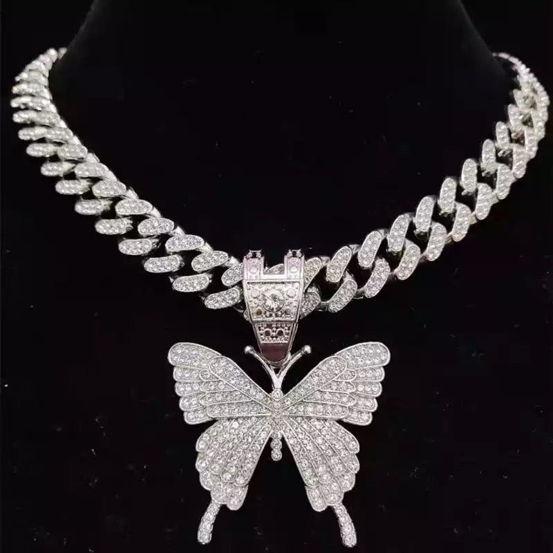 Corrente Prata Cuban Ice Cravejada Butterfly