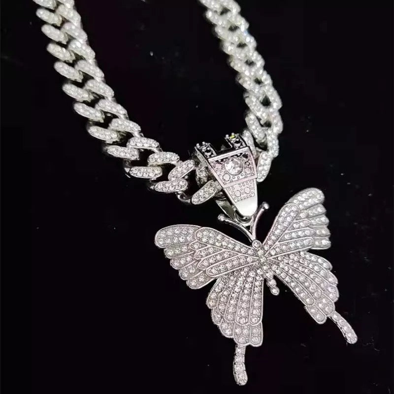 Corrente Prata Cuban Ice Cravejada Butterfly